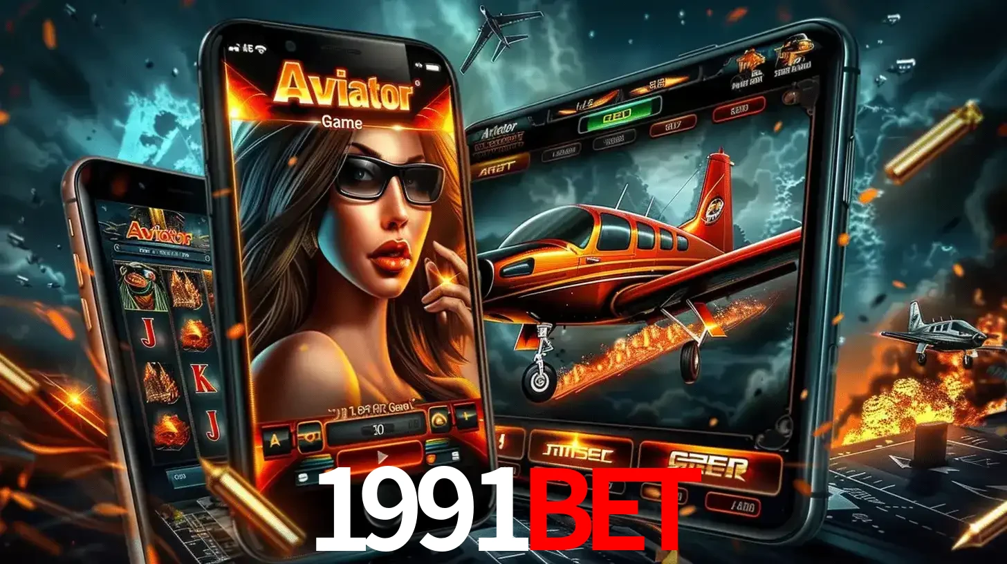 O popular jogo de apostas Aviator exibido em vários celulares e tablets, mostrando a interface emocionante e a ação de voo disponíveis para jogar agora no 1991bet.